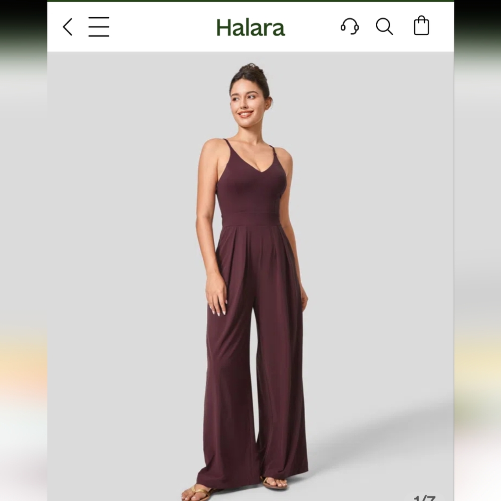 Halara burgundy Wide Leg Quick Dry Resort Slip Jumpsuit (M) 8/10 Regular